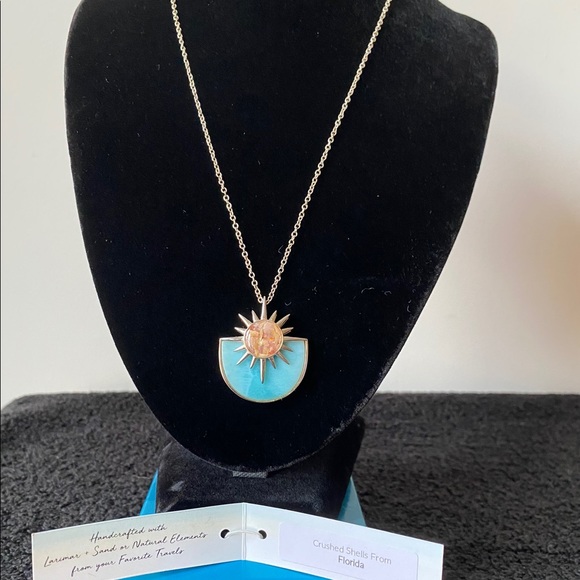 Larimar & Sand Sun Splash 925 Necklace - NIB - Picture 4 of 10